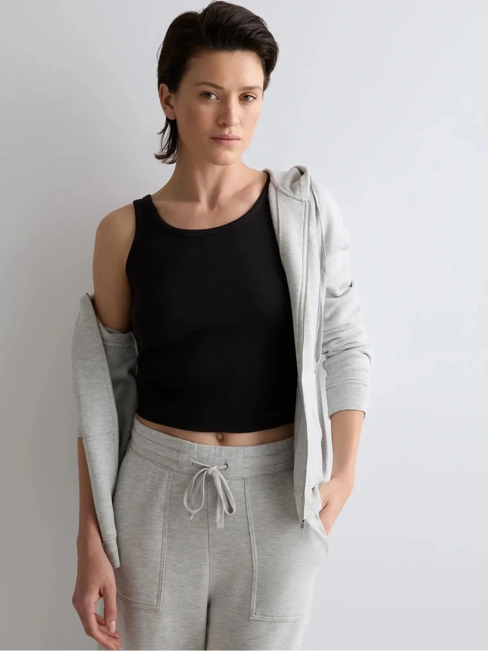 Quince Women's Supersoft Fleece Grey Hoodie Jacket Size S